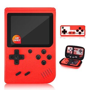retro handheld game console with 400 classical fc games 3.0 inches screen portable video game consoles with protective shell handheld video games gameboy support for connecting tv & two players(red)