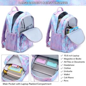 Lohol Galaxy Backpack for Teen Girls and Women, Anti Theft Daypack with 15 Inch Laptop Compartment for Travel School (Galaxy A)