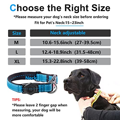 Airtag Dog Collar,Durable Dog Collar with Waterproof Apple Air Tag Holder Case,Adjustable,Soft,and Reflective GPS Tracking Dog Collars for Medium and Heavy Duty Large Dog Boy or Gril