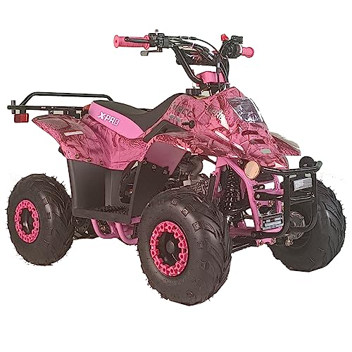 X-PRO Eagle 110 110cc Kids ATV Quad Youth ATV ATVs 4 Wheels (Leaf Pink, Tested and Assembled)