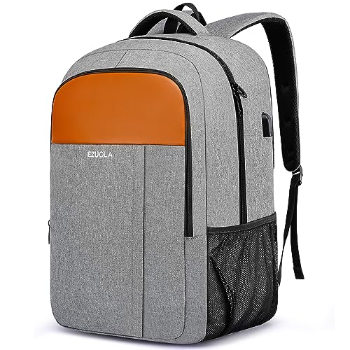 Travel Laptop Backpack,Business Work Bag Water Resistant 17.3 inch Laptop Backpack Bag for Men Women with USB Charging Port,Anti Theft Slim Durable Computer Bag for Laptop College Bookbags Gifts,Grey