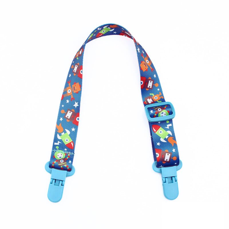 CrescentBay Adjustable Baby Bib Clip, Clips at Both Ends, Anti-Drop & Anti-Loss (Blue)