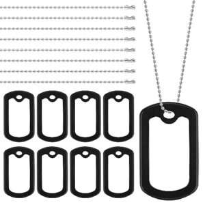 prasacco 8 pack dog tag silencer, silicone black dog tags with 8 chains black army dog tags silencers military rubber id tag protector to reduce noise and protect tag(5.2 * 3.1cm/2.1 * 1.2inchs)