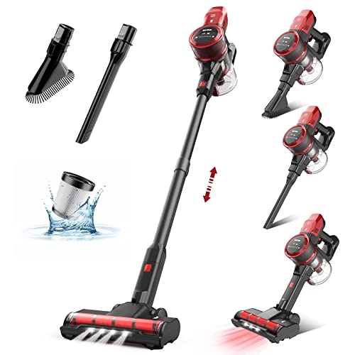 VacLife 25Kpa Cordless Stick Vacuum Cleaner, 6-in-1 Cordless Vacuum w/Strong Suction for Home Pet Hair Carpet Hard Floor, Max 45 Min Runtime, Wireless Vaccine Cleaner w/LED Headlights, Black (VL732)