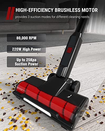 VacLife 25Kpa Cordless Stick Vacuum Cleaner, 6-in-1 Cordless Vacuum w/Strong Suction for Home Pet Hair Carpet Hard Floor, Max 45 Min Runtime, Wireless Vaccine Cleaner w/LED Headlights, Black (VL732)