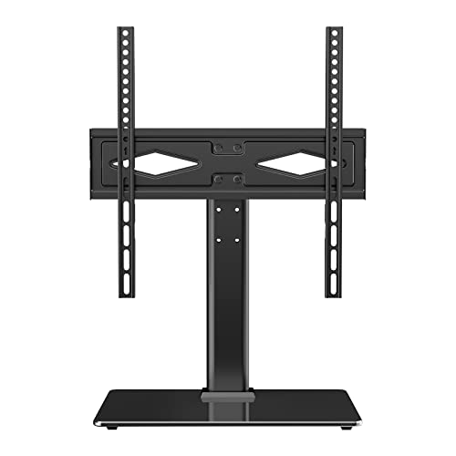 VEVOR TV Stand Mount, Swivel Universal TV Stand for 32-55 inch TV Screen up to 90lb, Height Adjustable Portable Floor TV Stand with Tempered Glass Base for Bedroom, Living Room, Max VESA 400x400mm