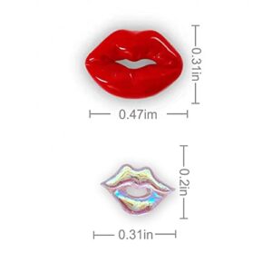 KWOLYKIM 80pcs 3D Resin Nail Charms, Glitter Acrylic Nail Art Sexy Lips Glass Crystals Shiny Nail Rhinstones for Woman Girls DIY Craft Nail Art Accessories Manicure Decoration