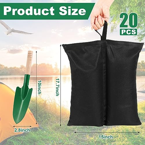Nuenen 20 Pcs Canopy Weights Sand Bags Large Tent Weights 560 LBS Heavy Duty Gazebo Weights with Shovel for Outdoor Patio Canopy Tent Shelter Umbrella Instant Canopies Without Sand (Black)