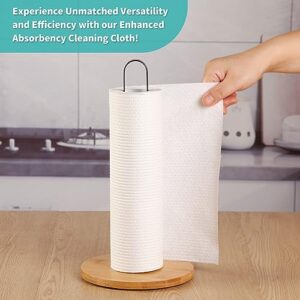 TONLEA Paper Towels 4 Rolls 200 Sheets, Washable and Reusable Paper Towels Rolls for Kitchen and Daily Use, Safe PP- Wood Pulp Cloth Material