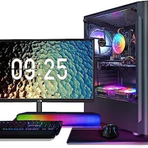 STGAubron Gaming PC Bundle with 24Inch FHD LED Monitor-Intel core I7 3.4G up to 3.9G,Radeon RX 580 8G GDDR5,16G,512G SSD,WiFi,BT 5.0,RGB Keybaord&Mouse&Mouse Pad,RGB BT Sound Bar,W10H64