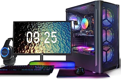 STGAubron Gaming PC Bundle with 24Inch FHD LED Monitor-Intel core I7 3.4G up to 3.9G,Radeon RX 580 8G GDDR5,16G,512G SSD,WiFi,BT 5.0,RGB Keybaord&Mouse&Mouse Pad,RGB BT Sound Bar,W10H64