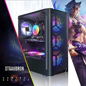 STGAubron Gaming PC Bundle with 24Inch FHD LED Monitor-Intel core I7 3.4G up to 3.9G,Radeon RX 580 8G GDDR5,16G,512G SSD,WiFi,BT 5.0,RGB Keybaord&Mouse&Mouse Pad,RGB BT Sound Bar,W10H64