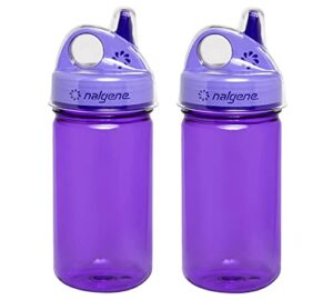 mem worldshop sustainable tritan grip-n-gulp water bottle, 12 oz - 2 pack (purple) - grip-n-gulp water bottles, leak proof sippy cup, durable, dishwasher safe, reusable and sustainable, 12 ounces