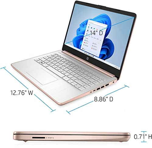 HP 14" Chromebook for Student and Business, HD Thin and Light Chromebook Laptop, Intel Celeron Processor N4120, 4GB RAM, 64GB eMMC, HDMI, Wi-Fi, Bluetooth, Chrome Os, Rose Gold, with 5ave Mousepad