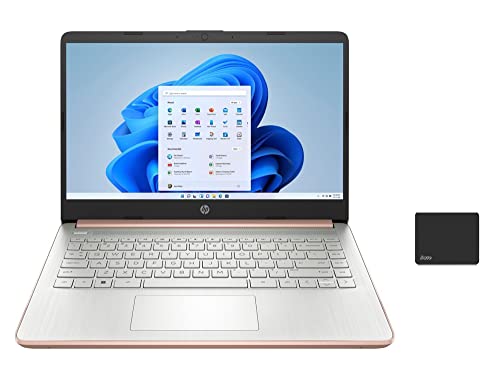 HP 14" Chromebook for Student and Business, HD Thin and Light Chromebook Laptop, Intel Celeron Processor N4120, 4GB RAM, 64GB eMMC, HDMI, Wi-Fi, Bluetooth, Chrome Os, Rose Gold, with 5ave Mousepad