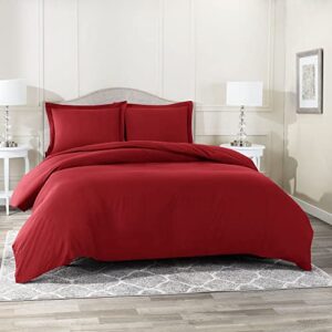 nestl ultra soft double brushed microfiber duvet cover set with button closure burgundy red california king 3 piece