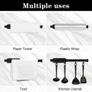 Paper Towel Holder Under Cabinet Hanging Self Adhesive Paper Towel Holder Black Wall Mount Paper Towel Holders Stick on Paper Towel Rack/Roll Holder Kitchen Hardware/Storage Paper Towels Bulk Hanger