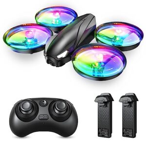 sansisco a31 drone for kids, mini rc drone toy with 7 colors led lights, 3 speeds adjustable, 3d flips, kids drones for beginners boys girls birthday gifts, headless mode, altitude hold, 2 batteries