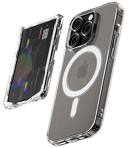 GOOSPERY Clear Bumper Case with Magsafe Magnetic Card Holder Compatible with iPhone 14 Pro, Shockproof Phone Cover with Reinforced Inner Corners, Clear