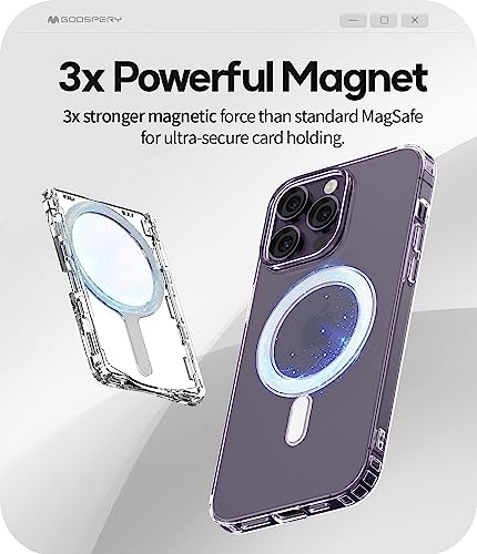 GOOSPERY Clear Bumper Case with Magsafe Magnetic Card Holder Compatible with iPhone 14 Pro, Shockproof Phone Cover with Reinforced Inner Corners, Clear
