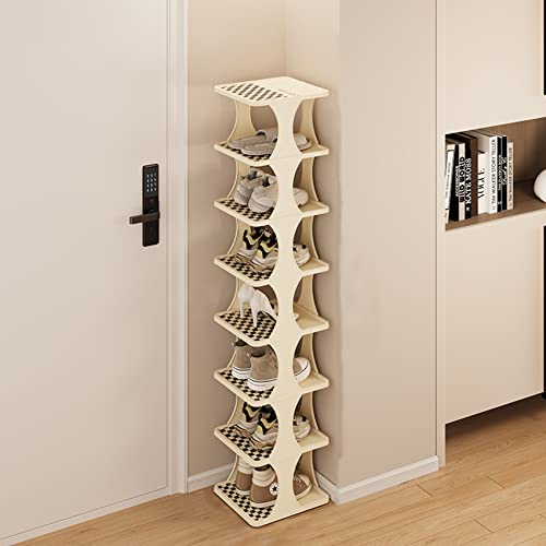 Shoe Rack - Shoe Organizer 8 Tiers for Closet Narrow, Plastic Shoe Rack Storage Organizer for Entryway, Space Saving Shoe Stand Cabinet for Bedroom Cloakroom Hallway Garage