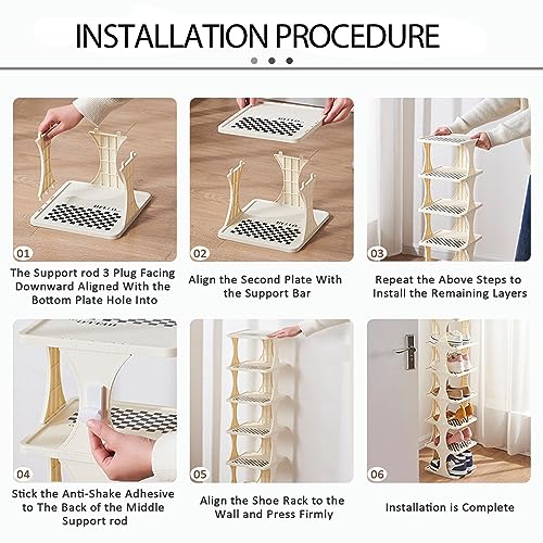 Shoe Rack - Shoe Organizer 8 Tiers for Closet Narrow, Plastic Shoe Rack Storage Organizer for Entryway, Space Saving Shoe Stand Cabinet for Bedroom Cloakroom Hallway Garage