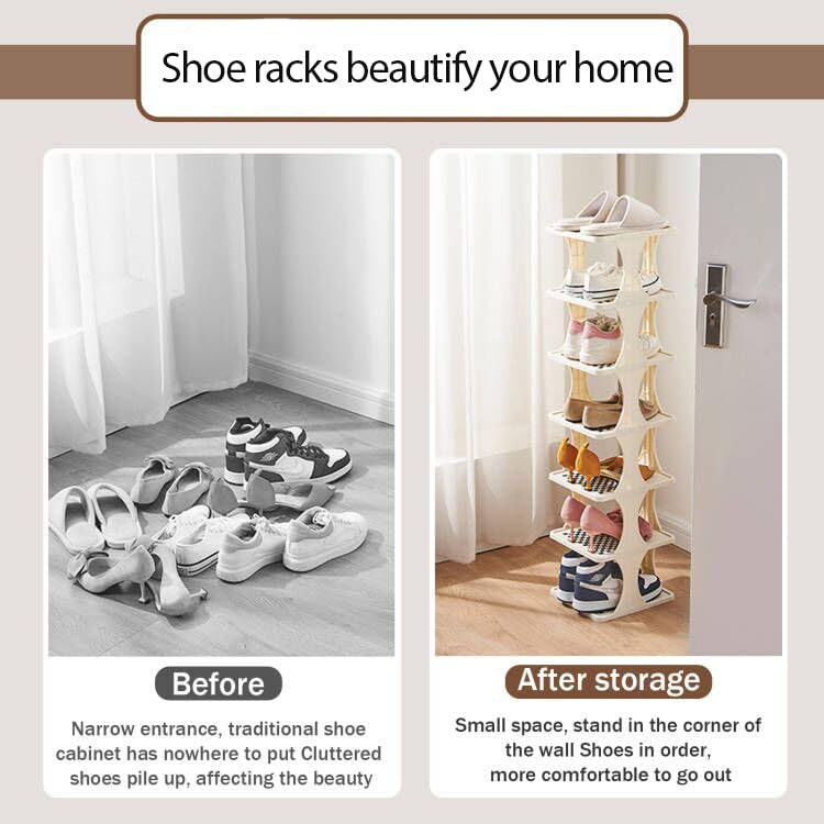 Shoe Rack - Shoe Organizer 8 Tiers for Closet Narrow, Plastic Shoe Rack Storage Organizer for Entryway, Space Saving Shoe Stand Cabinet for Bedroom Cloakroom Hallway Garage