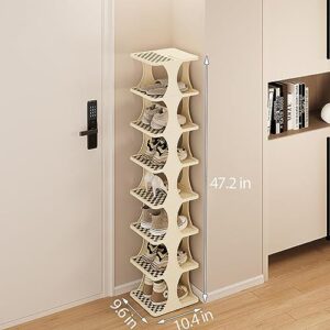 Shoe Rack - Shoe Organizer 8 Tiers for Closet Narrow, Plastic Shoe Rack Storage Organizer for Entryway, Space Saving Shoe Stand Cabinet for Bedroom Cloakroom Hallway Garage