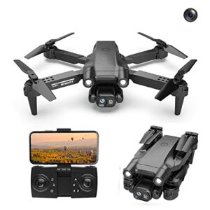 drone with camera for adults, dual 1080p hd fpv camera rc quadcopter toys gifts for boys girls, with 1 batteries, altitude hold headless mode, one key start, 3 speed adjustment (single 1080p black)