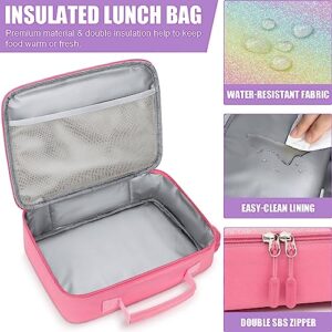 Fimibuke Kids Bento Lunch Box with 4 Compartments, Insulated lunch Bag, Stainless Steel Insulated Water Bottle, Ice Pack & Utensils, Birthday Gifts for Ages 3-12 Back to School Toddler Girls Boys