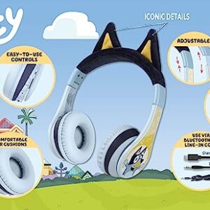 eKids Bluey Bluetooth Headphones for Kids, Wireless Headphones with Microphone Includes Aux Cord, Volume Reduced Kids Foldable Headphones for School, Home, or Travel