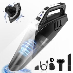 fichaiy handheld vacuum cleaner car cordless vacuum,mini rechargeable hand vacuum with led light and 3 nozzles,high power portable type-c fast charging small vac,9 extra filter for car,home,office