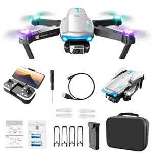 zzkhgo drone with 4k dual hd fpv camera, remote control toys gifts for boys and girls, optical fl-ow localization, with altitude hold, headless mode, one key start and outdoor carrying case (white)