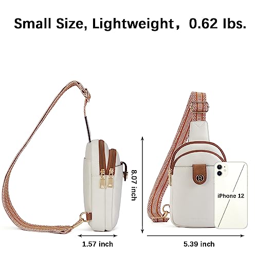 BOSTANTEN Small Sling Bag Crossbody Bags for Women Trendy Crossbody Purse Leather Chest Bag, Beige