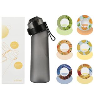 water bottle with flavor pods,fruit fragrance water bottle,scent water cup,sports water cup suitable for outdoor sports(a.21.9oz(black)+6 pods)