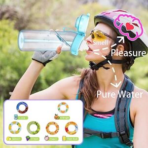 Water Bottle with Flavor Pods,Fruit Fragrance Water Bottle,Scent Water Cup,Sports Water Cup Suitable for Outdoor Sports(B.21.9Oz(Blue)+6 Pods))