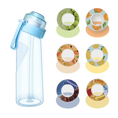 Water Bottle with Flavor Pods,Fruit Fragrance Water Bottle,Scent Water Cup,Sports Water Cup Suitable for Outdoor Sports(B.21.9Oz(Blue)+6 Pods))