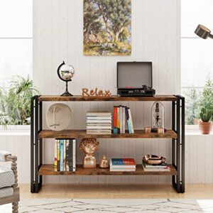 IRONCK Bookshelf Industrial 3 Shelf Bookcase,50.8 inch Wood Storage Shelf with Metal Frame for Living Room, Vintage Brown