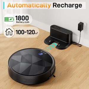 EICOBOT Robot Vacuum Cleaner,Tangle-Free Suction,Quite,Slim,Automatic Self-Charging,550ml Large Dustbin, Good for Pet Hair,Hard Floor and Low Pile Carpet,R20(Charcoal Black)