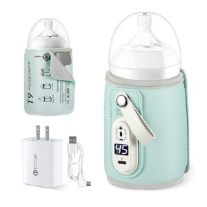 baby bottle warmer, baby bottle insulation cover bottle warmer with 18w quick charge, portable bottle warmer adjustable milk warmer with temperature control, baby warmer bottle for home/family travel