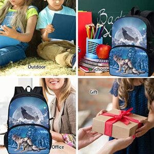 PORCLAY Three Wolf Moon Backpack for School Boys Kids Middle School Elementary Preschool Bookbag Girls Aesthetic School Bag for Boys 8-12 Simple School Supplies Bag