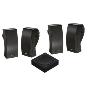bose 251 outdoor environmental speakers, black, 2 sets with sonos amp 2.1 channel amplifier