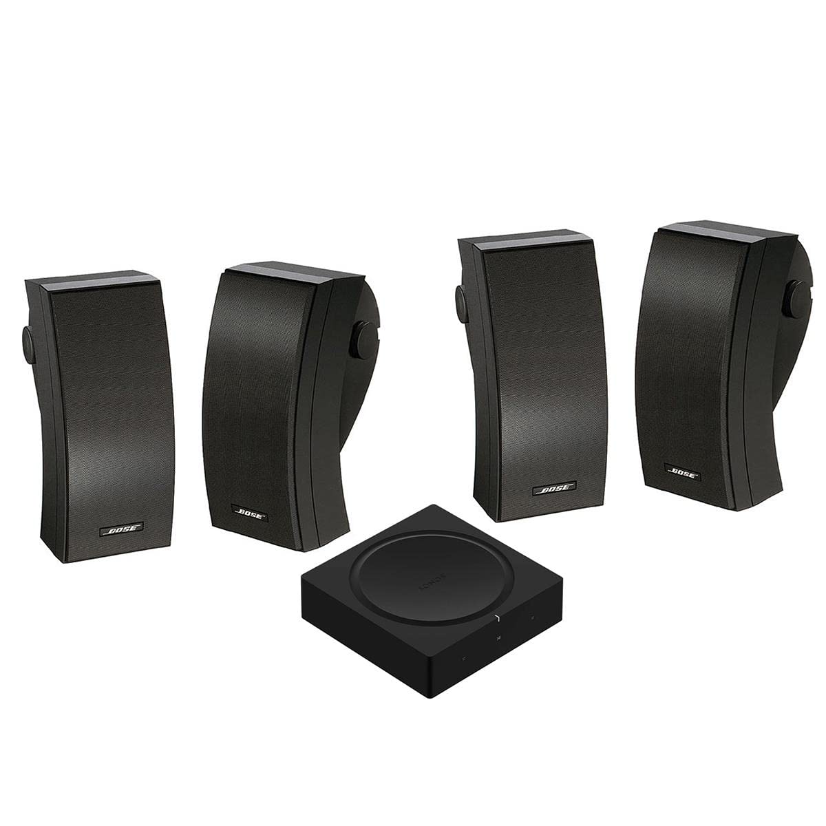 Bose 251 Outdoor Environmental Speakers, Black, 2 Sets with Sonos Amp 2.1 Channel Amplifier