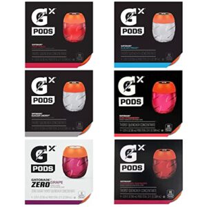 gatorade gx hydration system, non-slip gx squeeze bottles or gx sports drink concentrate pods (4 count) (variery pack)