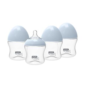 mum to mum anti colic glass baby bottle 5oz with "s" flow rate nipple for 0-3 months, 4 pack, mm101a