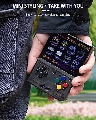 Miyoo Mini Plus Retro Handheld Game Console,Retro Game Emulator Console for Adults and Children,3.5" IPS Screen,64GB TF Card 10,000+ Games,Portable Rechargeable Open Source,Support WiFi (Black)