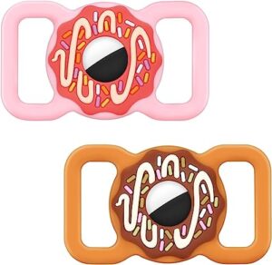 newest ankilo airtag pet collar holder for cats dogs, 2 pack gps tracker cat collar holder, doughnuts shape air tag holder accessories for dog collar, compatible with 0.8-1in pet cat dog collars