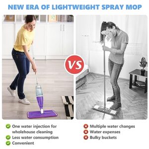 Spray Mops for Floor Cleaning Microfiber Floor Mop for Hardwood Floors Wet Dust Mop Flat Mop Floor Cleaner Mop with 4 Washable Pads 440 Ml Refillable Bottle for Wood Floor Tile Laminate Vinyl Kitchen