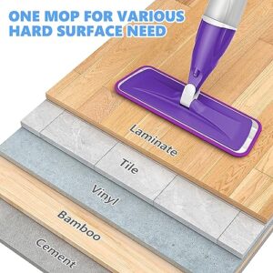 Spray Mops for Floor Cleaning Microfiber Floor Mop for Hardwood Floors Wet Dust Mop Flat Mop Floor Cleaner Mop with 4 Washable Pads 440 Ml Refillable Bottle for Wood Floor Tile Laminate Vinyl Kitchen