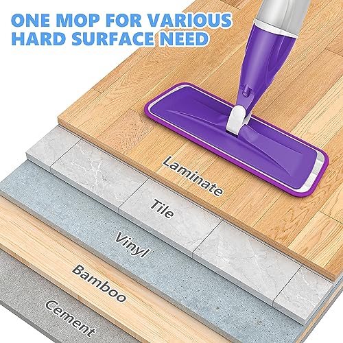 Spray Mops for Floor Cleaning Microfiber Floor Mop for Hardwood Floors Wet Dust Mop Flat Mop Floor Cleaner Mop with 4 Washable Pads 440 Ml Refillable Bottle for Wood Floor Tile Laminate Vinyl Kitchen